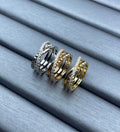 Cartier Diamond-Set Interlocking Diamond-Pattern Band Ring