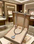 Bvlgari Silver Crystal Fan Pendant Necklace – Elegant Luxury Jewelry